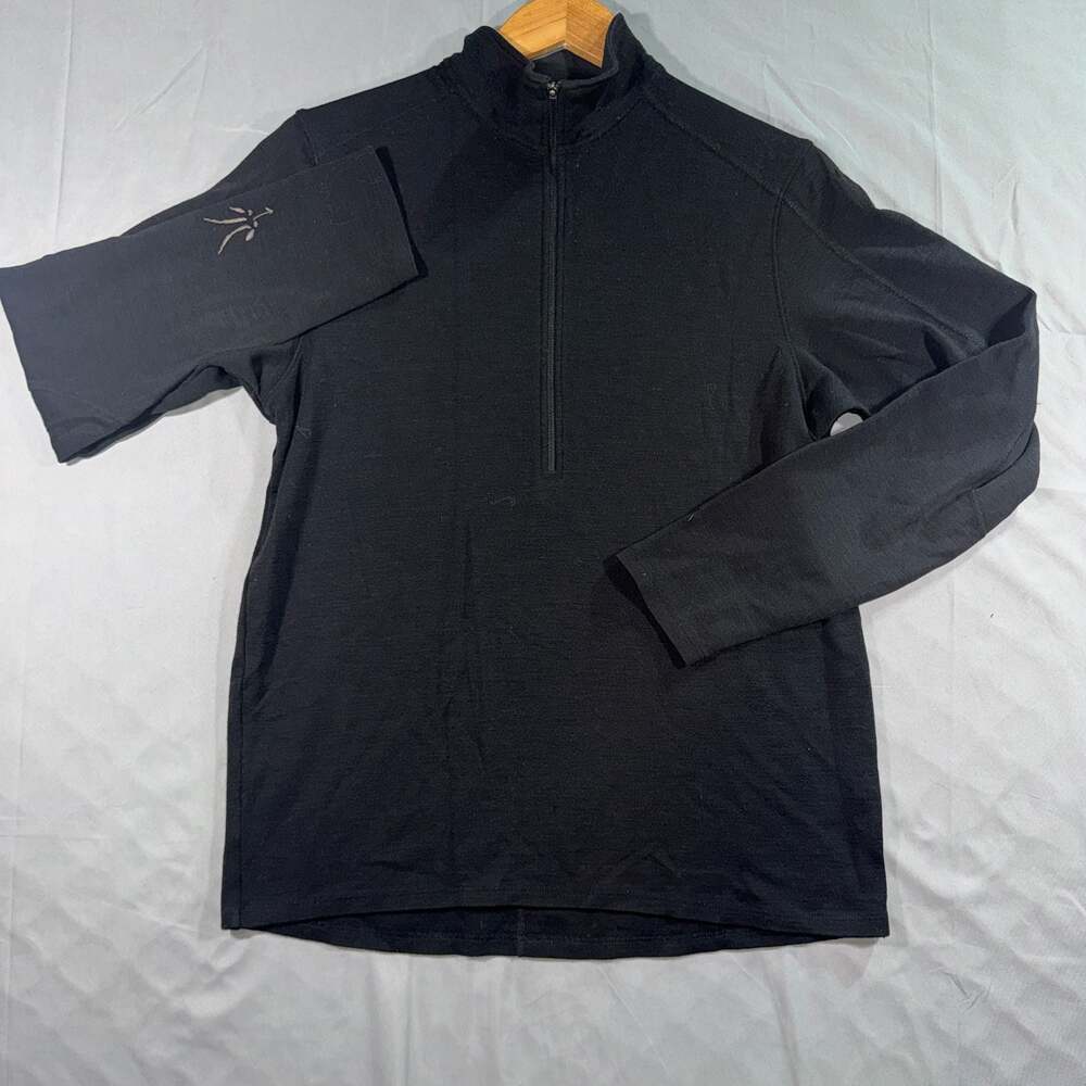 Ibex Merino Wool Black Half Zip Sweater Jacket Made in USA Size M